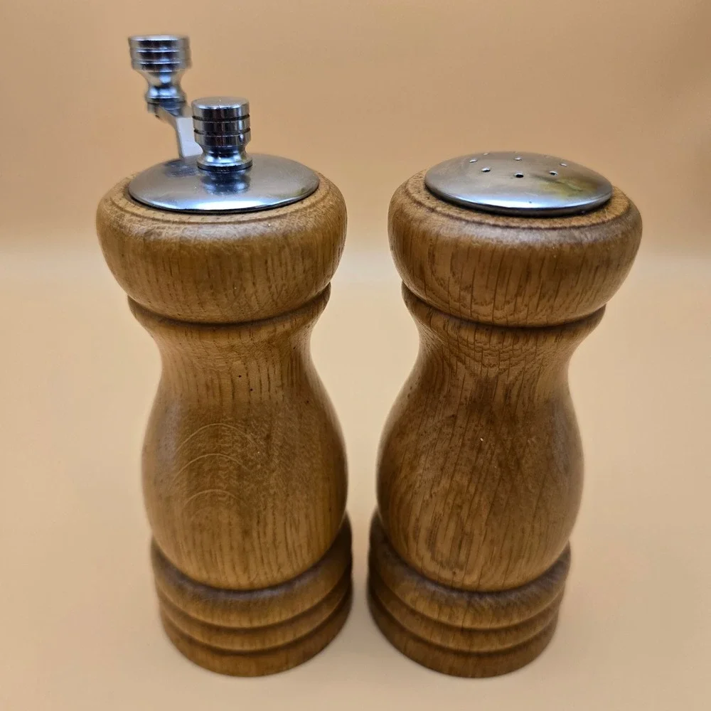 Olde Thompson Wood Salt Shaker and Pepper Mill Set with Hand Crank Made in USA